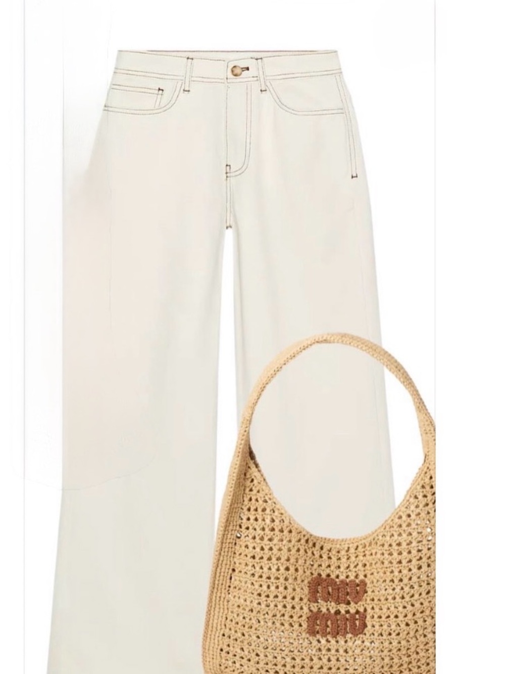 Zara's High-Rise Wide-Leg Jeans Cream color NWOT - Picture 9 of 9